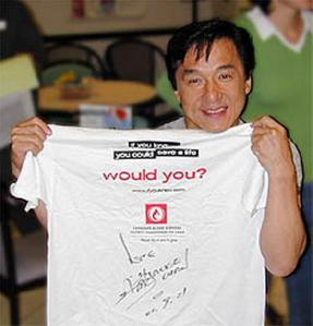 Actor and martial arts legend Jackie Chan is regular blood donor in Hong Kong. Source: Blood Service, CA